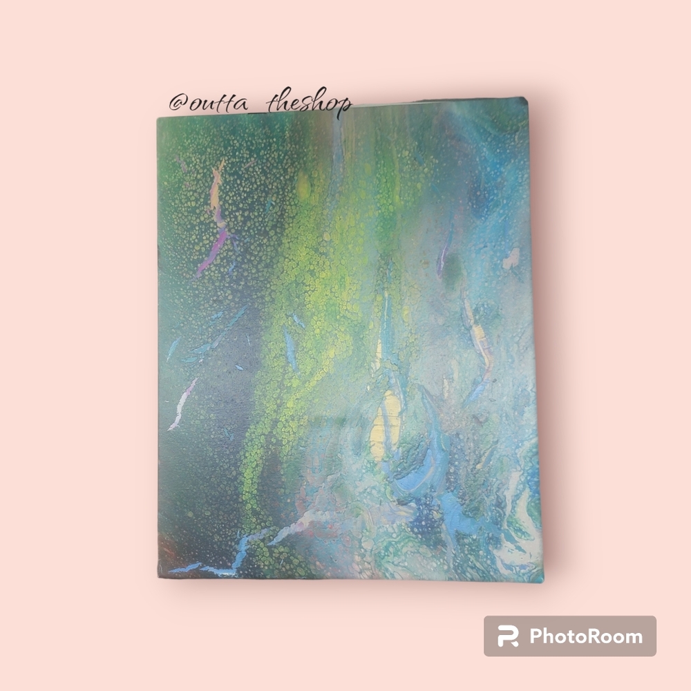 Hand poured acrylic "underwater dream" painting on stretched canvas